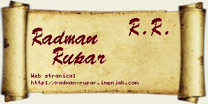 Radman Rupar vizit kartica